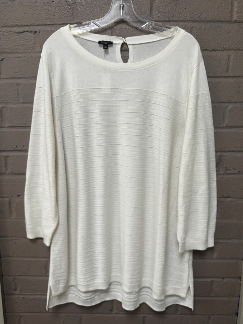 Talbots NWT Cream Eyelet-Striped Knit top 3X
